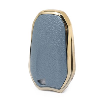 New Aftermarket Nano High Quality Gold Leather Cover For Peugeot Remote Key 3 Buttons Gray Color PG-A13J | Emirates Keys