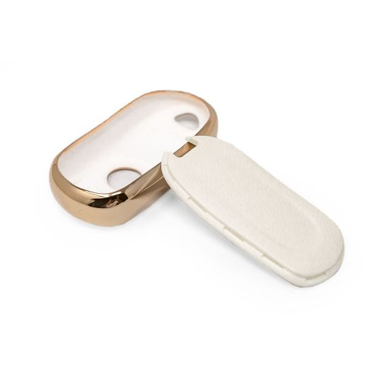 New Aftermarket Nano High Quality Gold Leather Cover For Buick Remote Key 4 Buttons White Color BK-A13J5 | Emirates Keys