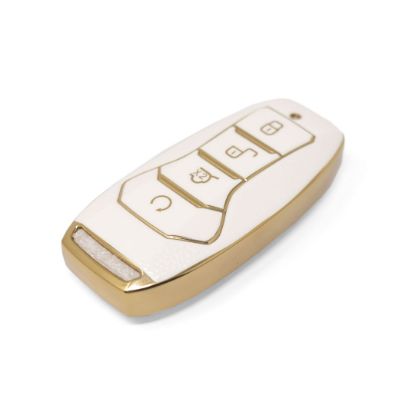New Aftermarket Nano High Quality Gold Leather Cover For BYD Remote Key 4 Buttons White Color BYD-A13J | Emirates Keys