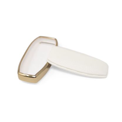 New Aftermarket Nano High Quality Gold Leather Cover For BYD Remote Key 4 Buttons White Color BYD-A13J | Emirates Keys