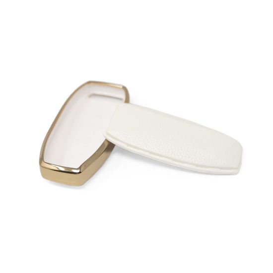 New Aftermarket Nano High Quality Gold Leather Cover For BYD Remote Key 4 Buttons White Color BYD-A13J | Emirates Keys