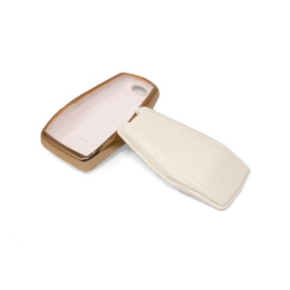 New Aftermarket Nano High Quality Gold Leather Cover For Geely Remote Key 4 Buttons White Color GL-B13J4A | Emirates Keys