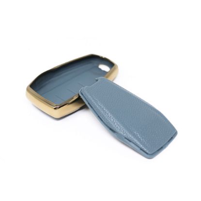 New Aftermarket Nano High Quality Gold Leather Cover For Geely Remote Key 4 Buttons Gray Color GL-B13J4B | Emirates Keys