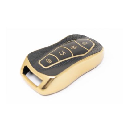 New Aftermarket Nano High Quality Gold Leather Cover For Geely Remote Key 4 Buttons Black Color GL-C13J | Emirates Keys