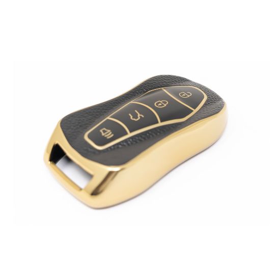 New Aftermarket Nano High Quality Gold Leather Cover For Geely Remote Key 4 Buttons Black Color GL-C13J | Emirates Keys