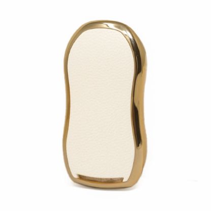 New Aftermarket Nano High Quality Gold Leather Cover For Geely Remote Key 4 Buttons White Color GL-C13J | Emirates Keys