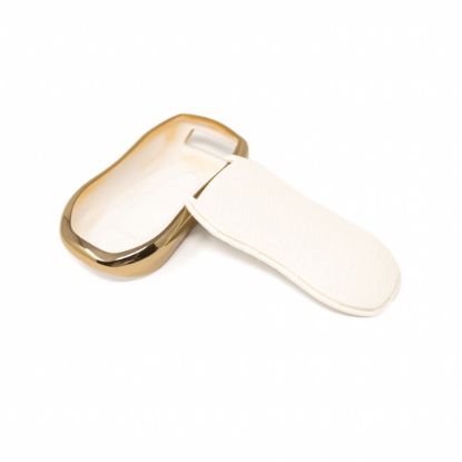New Aftermarket Nano High Quality Gold Leather Cover For Geely Remote Key 4 Buttons White Color GL-C13J | Emirates Keys