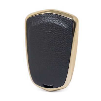 New Aftermarket Nano High Quality Gold Leather Cover For Cadillac Remote Key 4 Buttons Black Color CDLC-A13J4 | Emirates Keys