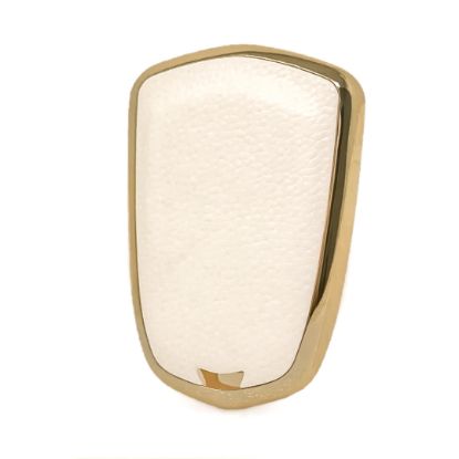 New Aftermarket Nano High Quality Gold Leather Cover For Cadillac Remote Key 4 Buttons White Color CDLC-A13J4 | Emirates Keys