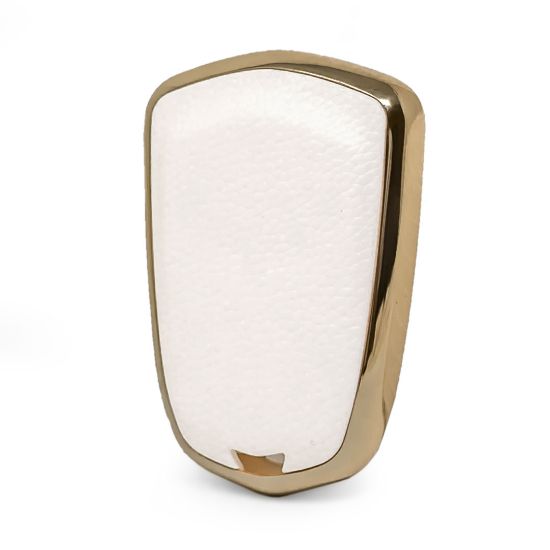 New Aftermarket Nano High Quality Gold Leather Cover For Cadillac Remote Key 5 Buttons White Color CDLC-A13J5 | Emirates Keys