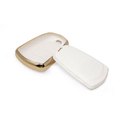 New Aftermarket Nano High Quality Gold Leather Cover For Cadillac Remote Key 5 Buttons White Color CDLC-A13J5 | Emirates Keys