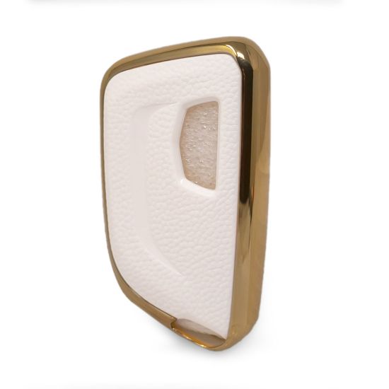 New Aftermarket Nano High Quality Gold Leather Cover For Cadillac Remote Key 5 Buttons White Color CDLC-B13J | Emirates Keys