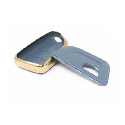 New Aftermarket Nano High Quality Gold Leather Cover For Cadillac Remote Key 5 Buttons Gray Color CDLC-B13J | Emirates Keys