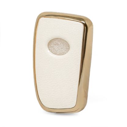 New Aftermarket Nano High Quality Gold Leather Cover For Lexus Remote Key 4 Buttons White Color LXS-A13J4 | Emirates Keys