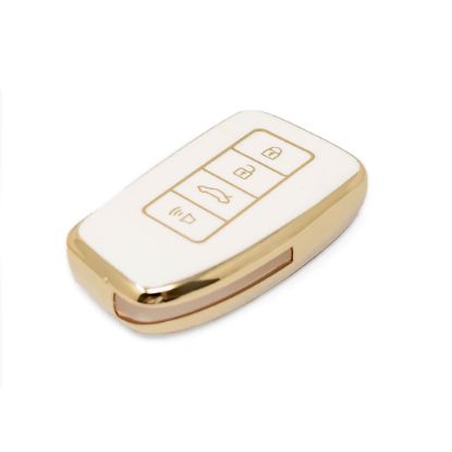 New Aftermarket Nano High Quality Gold Leather Cover For Lexus Remote Key 4 Buttons White Color LXS-A13J4 | Emirates Keys