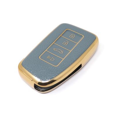 New Aftermarket Nano High Quality Gold Leather Cover For Lexus Remote Key 4 Buttons Gray Color LXS-A13J4 | Emirates Keys