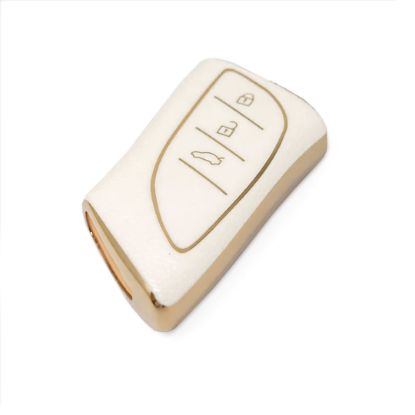 New Aftermarket Nano High Quality Gold Leather Cover For Lexus Remote Key 43 Buttons White Color LXS-B13J3 | Emirates Keys