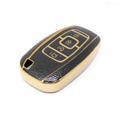 New Aftermarket Nano High Quality Gold Leather Cover For Lincoln Remote Key 4 Buttons Black Color LCN-A13J | Emirates Keys