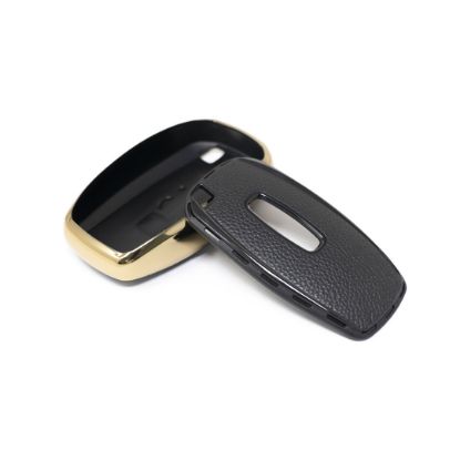 New Aftermarket Nano High Quality Gold Leather Cover For Lincoln Remote Key 4 Buttons Black Color LCN-A13J | Emirates Keys