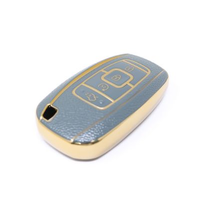 New Aftermarket Nano High Quality Gold Leather Cover For Lincoln Remote Key 4 Buttons Gray Color LCN-A13J | Emirates Keys