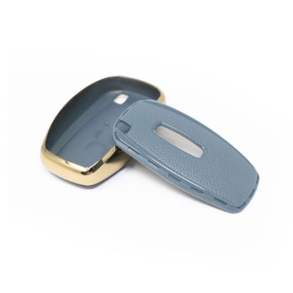New Aftermarket Nano High Quality Gold Leather Cover For Lincoln Remote Key 4 Buttons Gray Color LCN-A13J | Emirates Keys