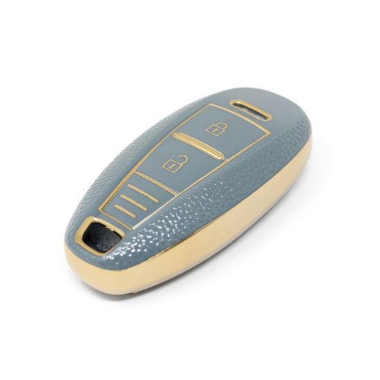 New Aftermarket Nano High Quality Gold Leather Cover For Suzuki Remote Key 2 Buttons Gray Color SZK-A13J3A | Emirates Keys