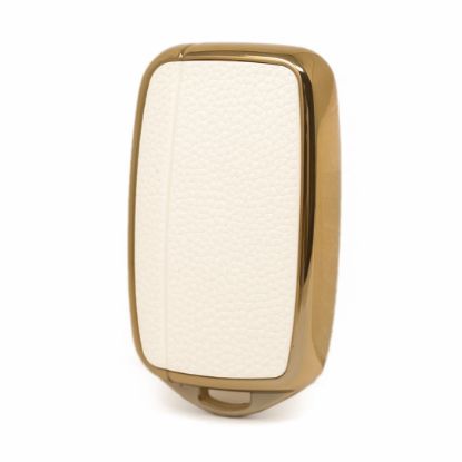 New Aftermarket Nano High Quality Gold Leather Cover For Land Rover Remote Key 5 Buttons White Color LR-A13J | Emirates Keys