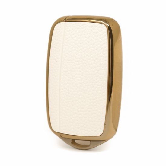 New Aftermarket Nano High Quality Gold Leather Cover For Land Rover Remote Key 5 Buttons White Color LR-A13J | Emirates Keys