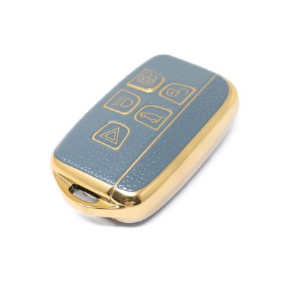 New Aftermarket Nano High Quality Gold Leather Cover For Land Rover Remote Key 5 Buttons Gray Color LR-A13J | Emirates Keys