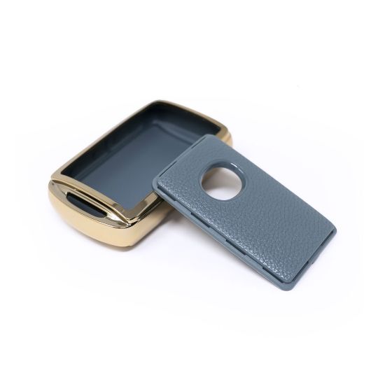 New Aftermarket Nano High Quality Gold Leather Cover For Mazda Remote Key 3 Buttons Gray Color MZD-B13J3 | Emirates Keys