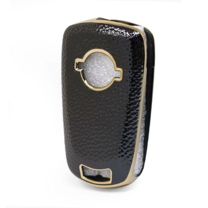 New Aftermarket Nano High Quality Gold Leather Cover For Opel Flip Remote Key 2 Buttons Black Color OPEL-A13J | Emirates Keys