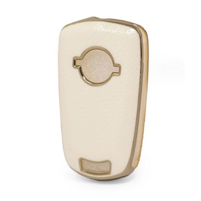 New Aftermarket Nano High Quality Gold Leather Cover For Opel Flip Remote Key 2 Buttons White Color OPEL-A13J | Emirates Keys