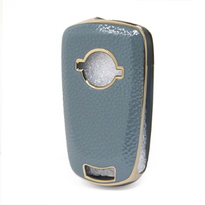 New Aftermarket Nano High Quality Gold Leather Cover For Opel Flip Remote Key 2 Buttons Gray Color OPEL-A13J | Emirates Keys