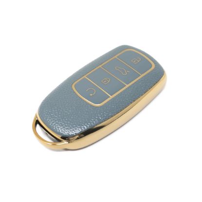 New Aftermarket Nano High Quality Gold Leather Cover For Chery Remote Key 4 Buttons Gray Color CR-C13J | Emirates Keys