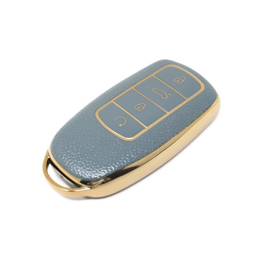 New Aftermarket Nano High Quality Gold Leather Cover For Chery Remote Key 4 Buttons Gray Color CR-C13J | Emirates Keys