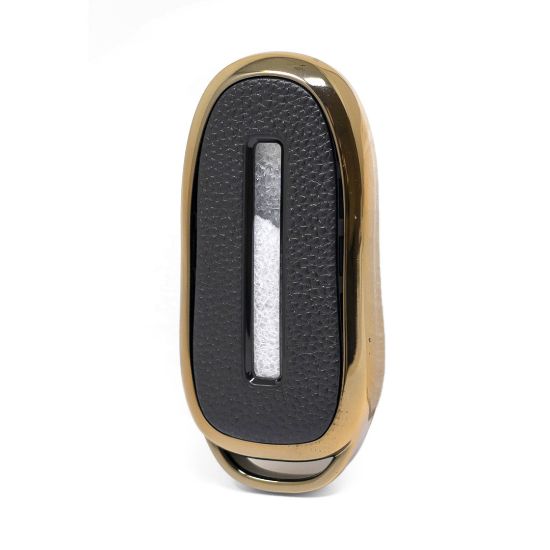 New Aftermarket Nano High Quality Gold Leather Cover For Tesla Remote Key 3 Buttons Black Color TSL-A13J | Emirates Keys