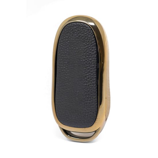 New Aftermarket Nano High Quality Gold Leather Cover For Tesla Remote Key 3 Buttons Black Color TSL-B13J | Emirates Keys