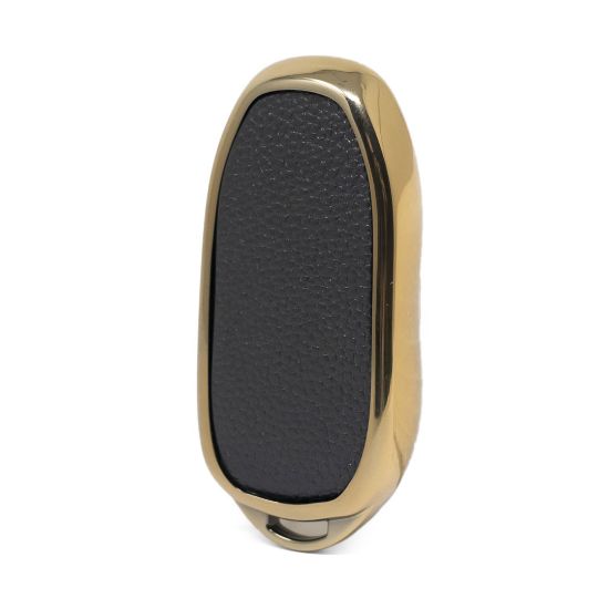 New Aftermarket Nano High Quality Gold Leather Cover For Tesla Remote Key 3 Buttons Black Color TSL-C13J | Emirates Keys