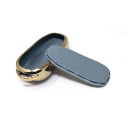 New Aftermarket Nano High Quality Gold Leather Cover For Tesla Remote Key 3 Buttons Gray Color TSL-C13J | Emirates Keys