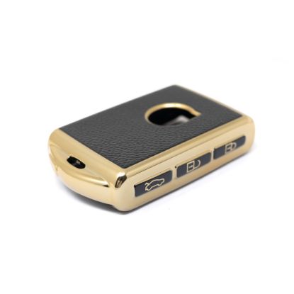 New Aftermarket Nano High Quality Gold Leather Cover For Volvo Remote Key 4 Buttons Black Color VOL-A13J  | Emirates Keys