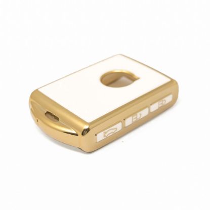 New Aftermarket Nano High Quality Gold Leather Cover For Volvo Remote Key 4 Buttons White Color VOL-A13J  | Emirates Keys