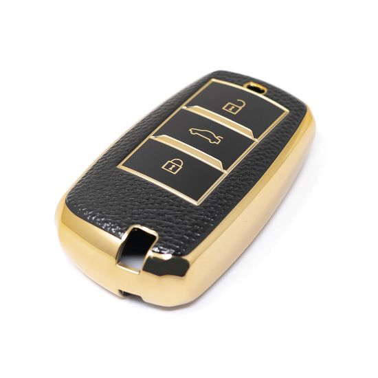 New Aftermarket Nano High Quality Gold Leather Cover For Changan Remote Key 3 Buttons Black Color CA-A13J | Emirates Keys