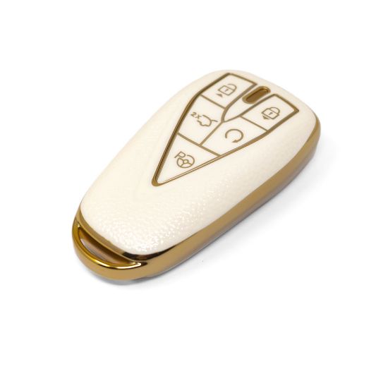 New Aftermarket Nano High Quality Gold Leather Cover For Changan Remote Key 5 Buttons White Color CA-C13J5 | Emirates Keys