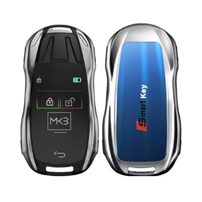 New Aftermarket LCD Universal Smart Key Kit With Keyless Entry And IOS Car Porsche Style Location Tracking System Silver Color | Emirates Keys