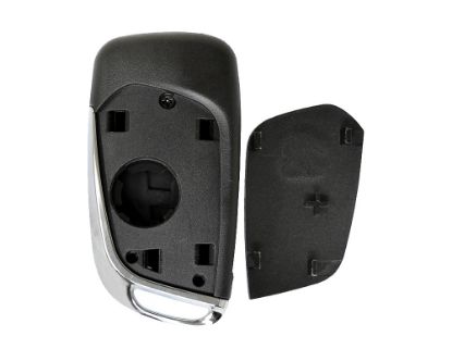 Peugeot Flip Remote Shell Chrome 2 Button with Battery Holder-MK3.COM And a lot of Emirates-Remote Cover