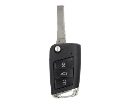  VW MQB 2015 Flip Remote Key Shell 3 Buttons HU66 Chrome - MK3.COM