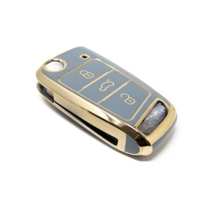 New Aftermarket Nano High Quality Cover For Volkswagen MQB Flip Remote Key 3 Buttons Gray Color VW-E11J | Emirates Keys