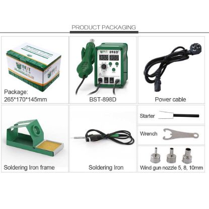 BST-898D 2 In 1 SMD Rework Station  Hot Air Gun Soldering Station Welding Solder Iron For IC SMD DE soldering Rework station 220v  | Emirates Keys