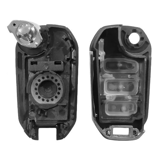 Peugeot 301-508 Citroen C-Elysee C4-Cactus Flip Remote Key Shell 3 Buttons, Mk3 Remote Key Cover, Key Fob Shells Replacement At Low Prices | Emirates Keys