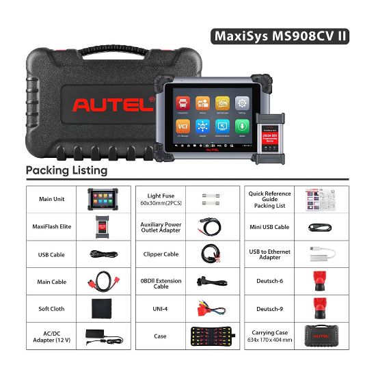 New 2024 Autel MaxiSYS MS908CV II OBD2 Heavy Duty Commercial Vehicle Diagnostics & Service Tablet | Emirates Keys